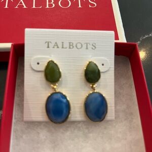Talbots Green and Blue Drop Earrings- new in box